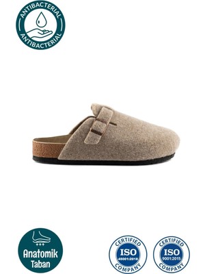 Roy Jones Kadın Mantar Taban Keçeli Konfor Modeli Kışlık Önü Kapalı Keçe Modeli Sabo Günlük Rahat Ev Terliği