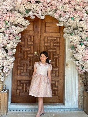  kız Çocuk Doğum Günü Bayramlık Abiye Pudra Pembesi Elbise