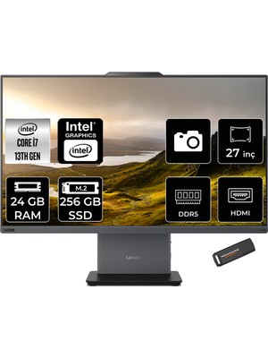 Lenovo Thinkcentre Neo 50A Gen 5 i7 13620H All In One Bilgisayar 24GB RAM 256GB SSD 27" FHD FreeDOS + Per4 USB 12SA000RTRP311