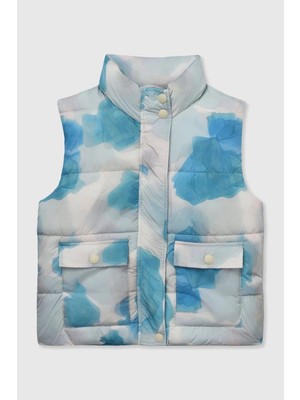 United Colors Of Benetton Desenli Regular Fit Dik Yaka Yelek Kız Çocuk Yelek 2M9GCJ00Y