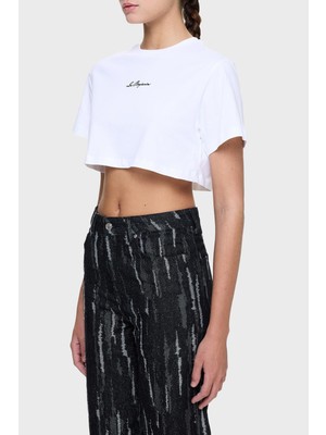 Les Benjamins Ön ve Arka Baskılı  Pamuk Loose Fit Crop T Shirt Bayan T Shirt LB25SSUNLFUTS