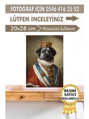 No:16 Kişiye Özel Tasarım Evcil Hayvan Tablosu Patili Hediyelik Kraliyet Kıyafetli Portresi