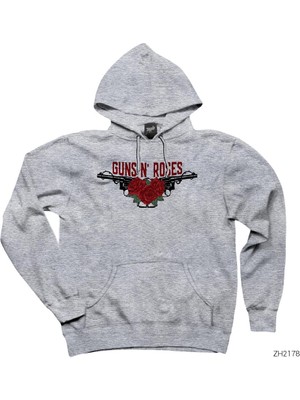Guns N Roses Double Gri Kapşonlu Sweatshirt Hoodie