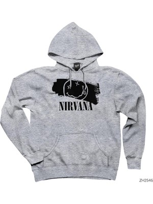 Nirvana Splash Gri Kapşonlu Sweatshirt Hoodie