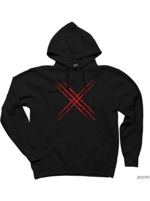 X-Men Logo Red Siyah Kapşonlu Sweatshirt Hoodie