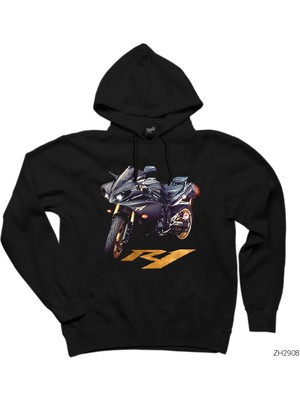 Yamha R1 Siyah Kapşonlu Sweatshirt Hoodie
