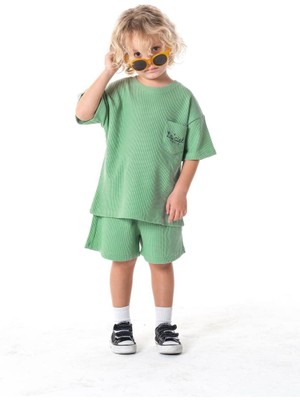 Laciel Paris Baskılı Gofre Cep Detaylı Şortlu Pamuk Takım