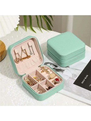 Kuşkaya Ticaret Fermuarlı Organizer Takı Çantası Kutusu Seyahat Mücevher Aksesuar Çantası Turkuaz