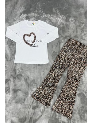 New Kids Leopar Desen İspanyol Paça Kız Çocuk Takım