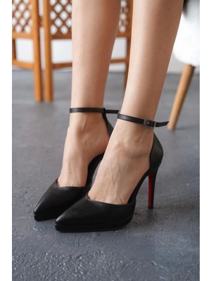 Kadın Moda Baretli Sivri Burun Topuklu Ayakkabı Şık ve Zarif Abiye Ayakkabı