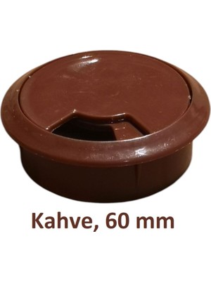 Adilon Masa Üstü Kablo Kanalı Deliği Kapağı Kahve Masa Kapağı 6 cm