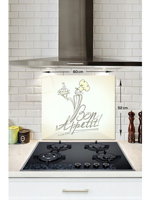 Cam Ocak Arkası Koruyucu | Bon Appetit - Şef | 52CM x 60CM