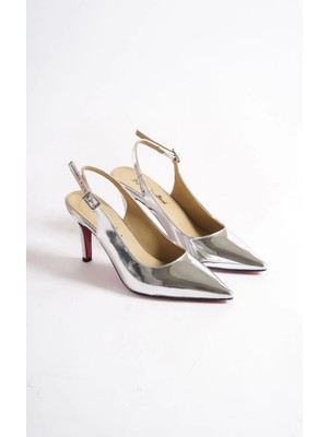 Kadın Moda Arkası Açık Kısa Topuklu Ayakkabı Şık ve Zarif Abiye Ayakkabı