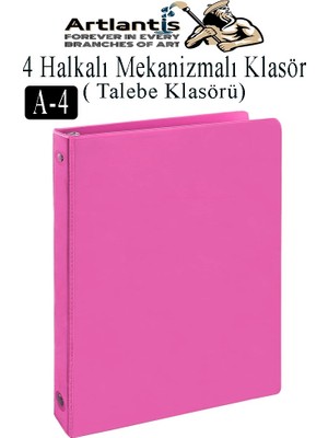 Artlantis 4 Halkalı Klasör 1 Adet A4 Pvc Öğrenci ve Ofis Tipi Evrak Sunum Klasörü Iç Cepli Otomatik Mekanizmalı Büro Okul Arşivle
