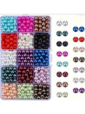 Yiğit Aksesuar 15 Renk 150 Adet 8 Mm Cam İnci Kolye Bileklik Takı Yapım Malzemeleri