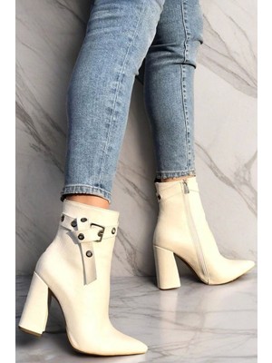 Kadın Kare Topuklu Kısa Bot Kroko Desenli Fermuarlı Yumuşak Taban Şık Günlük Ayakkabı