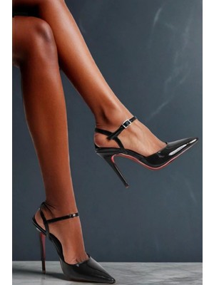 Kadın Bilekten Bantlı Sivri Burun Topuklu Ayakkabı Şık Ince Topuklu Abiye Ayakkabı