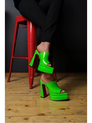 Kadın Elegant Ayakkabı Çift Platform Burnu Kapalı Yüksek Topuklu Terlik Abiye Ayakkabıı