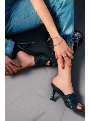 Kadın Elegant Ayakkabı Tarz Topuklu Terlik Özel Tasarım Abiye Ayakkabı