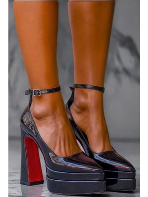 PayBuy Kadın Elegant Ayakkabı Siyah Çift Platform Ayakkabı Özel Tasarım Abiye Ayakkabı