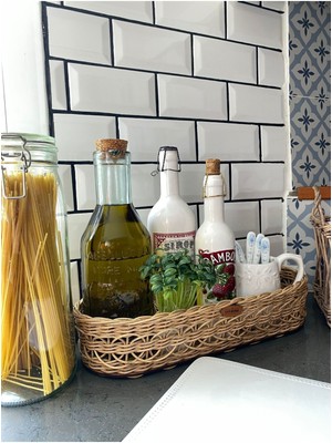 Mediterian Şık Hasır Yağdanlık Sepeti, doğal ve kullanışlı ev aksesuarı, haki renk, 0-249 ml