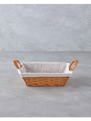 Mediterian Renkli Rattan Ekmek Sepeti 34x20x12 cm, Bej, Şık ve Kullanışlı Tasarım