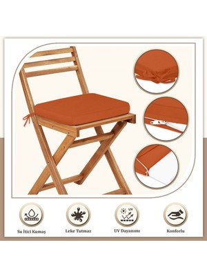Monolisse Canvas 2'li Oranj Sıvı Geçirmez Leke Tutmaz Fermuarlı Bağcıklı Sandalye Minderi 40 x 40 cm