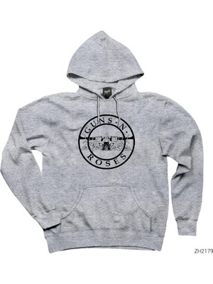 Guns N Roses Flat Gri Kapşonlu Sweatshirt Hoodie