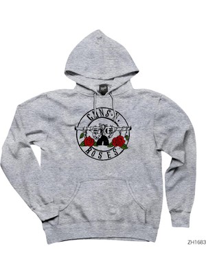 Guns N Roses Light 1 Gri Kapşonlu Sweatshirt Hoodie