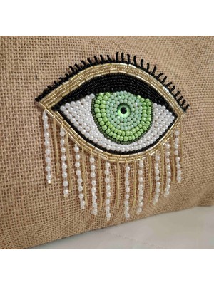 Boncuk Işlemeli Jüt Çanta