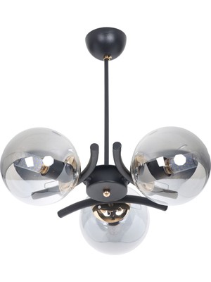 Okka Siyah Gold 3 Füme Camlı Avize