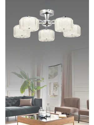 Mercan 5 Li 3 Renk Işık Mod'lu (Beyaz Sarı Gün Işığı) Salon Mutfak Yatak Odası LED Avize