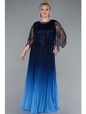 Şal Detay Iki Parça Uzun Büyük Beden Abiye ABU4633