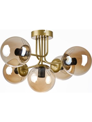 Picasso Modern Tasarım Salon Mutfak Yatak Odası Eskitme Renk Bal Camlı 5 Li Avize