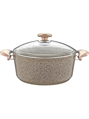 3110 - 2 Parça - Biogranit - 32X12,5 cm 9,2 Litre - Derin Tencere, Sütlü Kahve Gövde ve Detay