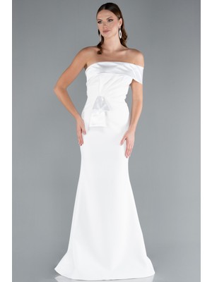 Saten Tek Omuz Uzun Balık Abiye Elbise ABU4832