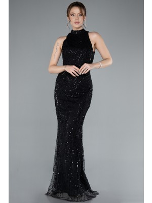 Halter Yaka Boncuklu Uzun Balık Abiye ABU4791