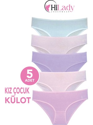 Hilady Kız Çocuk Külot 5'li Paket Yumuşak Pamuklu Esnek Tasarımda Renkli Seçenekler
