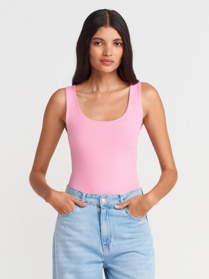 20977 Kalın Askılı Poliamid Atlet-Pembe