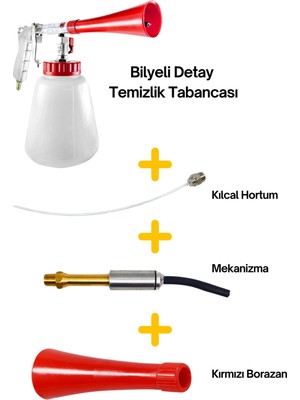 Apex Detay Temizlik Tabancası, Oto Yıkamalar Için Bilyeli Mekanizma Kılcal Hortum ve Borazan 4 Parça Set