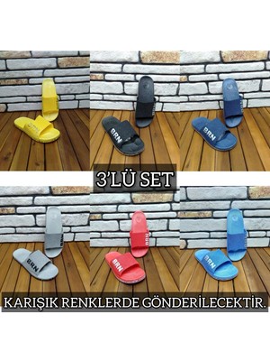 3'lü Kadın Kaymaz Sokak Plaj Banyo Yazlık Gündelik Terlik