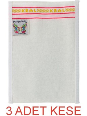 Kral Hamam Kral Sert Banyo Kesesi 3'lü Doğal Malzeme ile Tüm Ciltler için Peeling