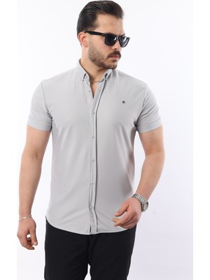 Erkek Kısa Kollu Slim Fit Yazlık Basic Şık Gömlek