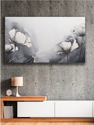 Gri Tonlarda Bahar Çiçekleri Kanvas Tablo