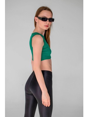 Fitilli Süper Crop Halter Yaka Örme ATLET-LAV10013