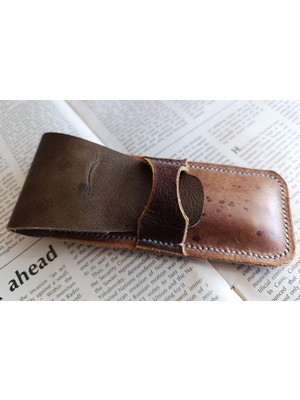 Crazy Hors Hakiki Deri El Emeği Özel Kalemleriniz Için Kalemlik Kalem Kutu 27 cm 6 cm Bbb1