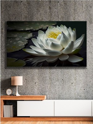 Beyaz Nilüferin Eşsiz Güzelliği Kanvas Tablo