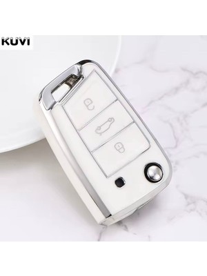 Volkswagen T-Cross Beyaz-Silver Anahtar Kılıfı