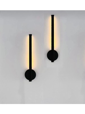 2'li Modern Dekoratif Ledli Tasarım Siyah Renk Gün Işığı Aplik 50  cm