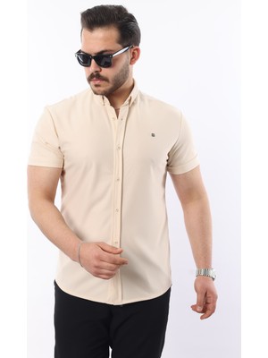 Erkek Kısa Kollu Slim Fit Yazlık Basic Şık Gömlek